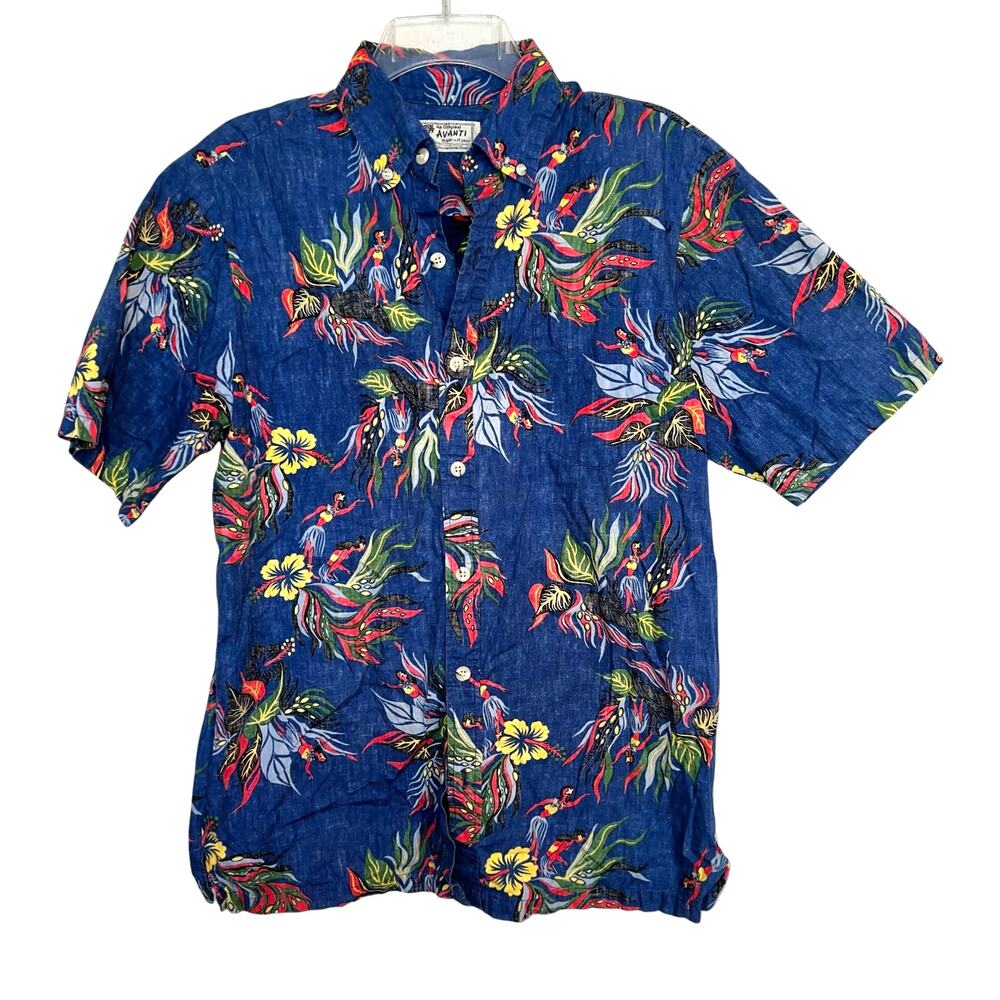 Avanti Blue Floral Casual Button Down Shirt